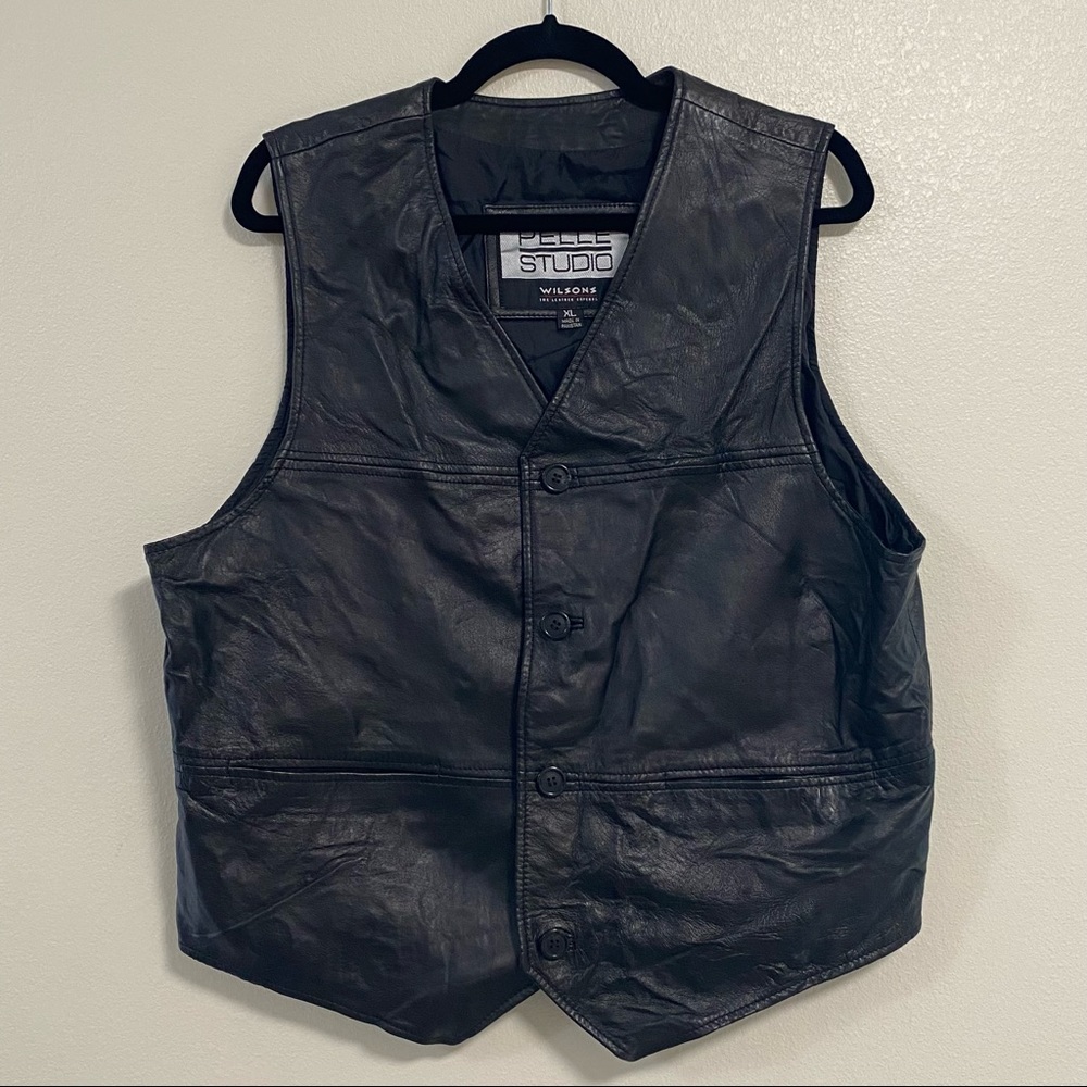 Wilson Pelle Studio Leather Motorcycle Vest size XL